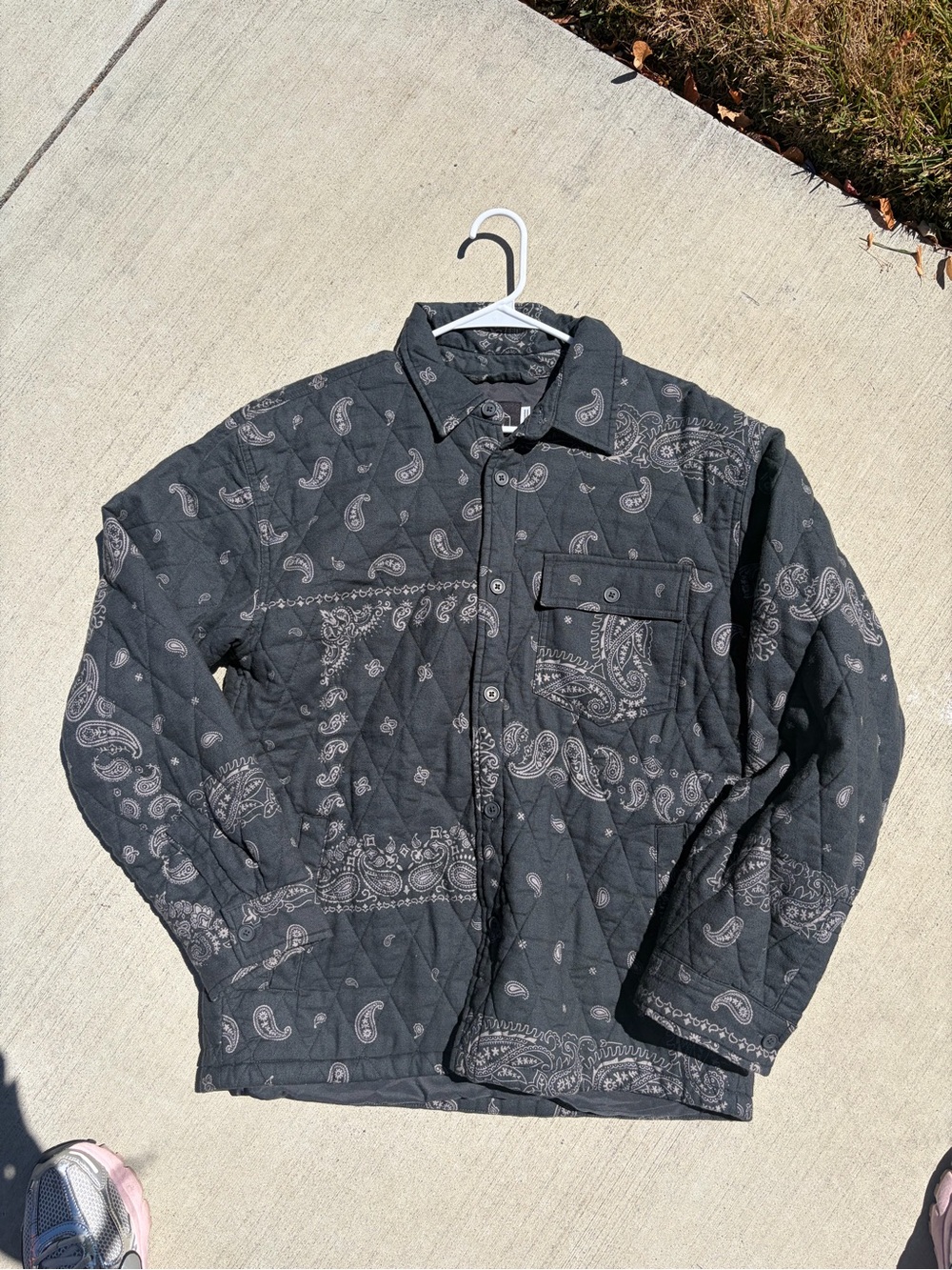 Original Use Black Quilted Bandana-Print Shirt Jacket